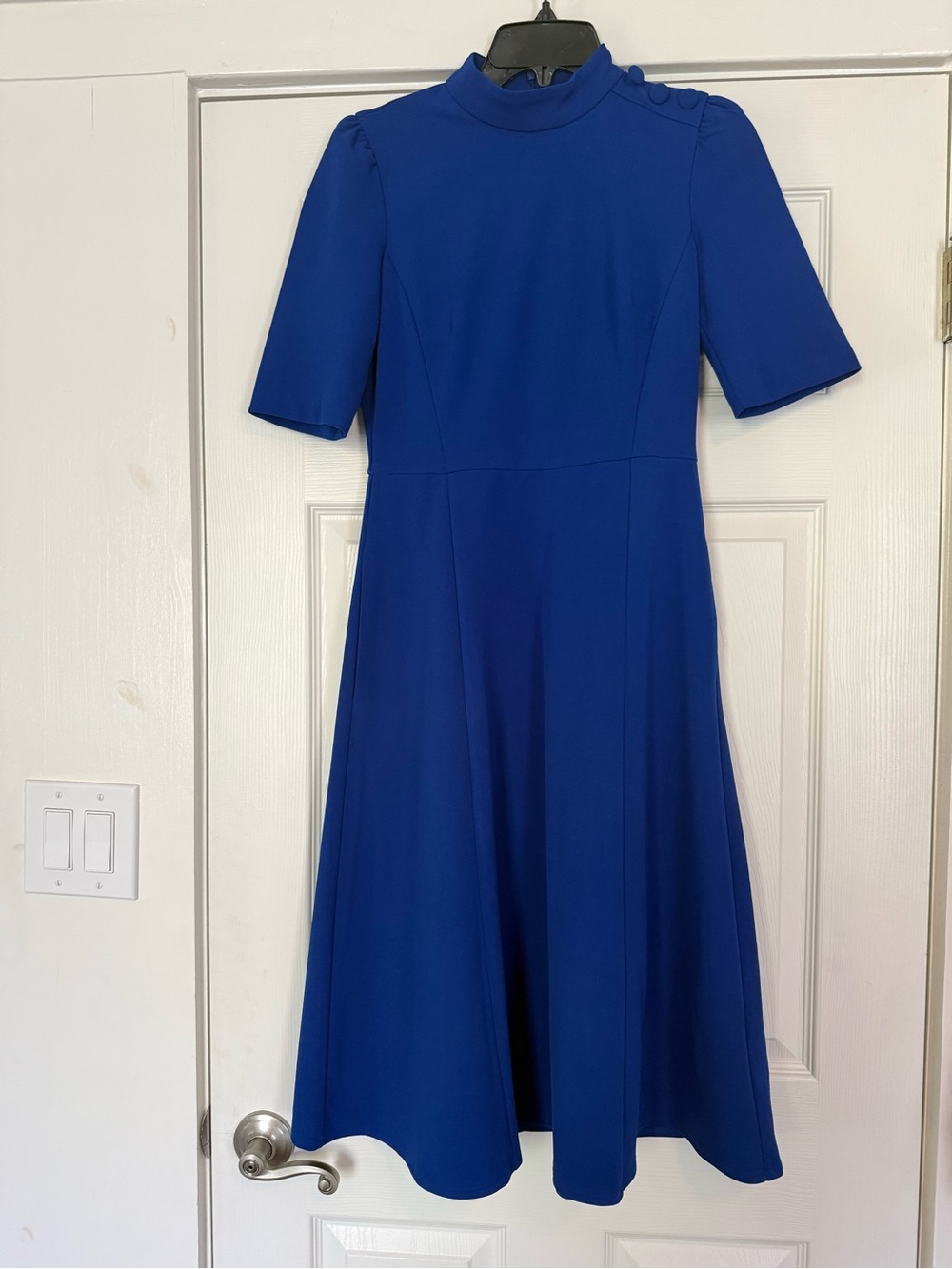 Donna Morgan Cobalt Blue Mock-Neck Midi Dress